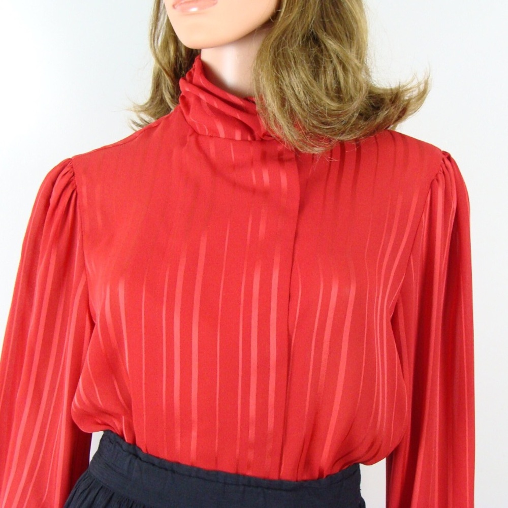 Vintage josephine red shoulder padded blouse